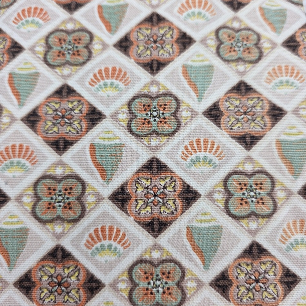 2 Pcs Fabric Canvas Conch Clam Shells Orange Ivory Tan Brown 1 1/4 Yd x 40 Wide